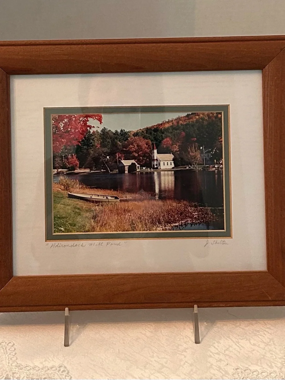 Vintage J Shelton Framed Signed Photograph “Adirondack Mill Pond” Lake George NY